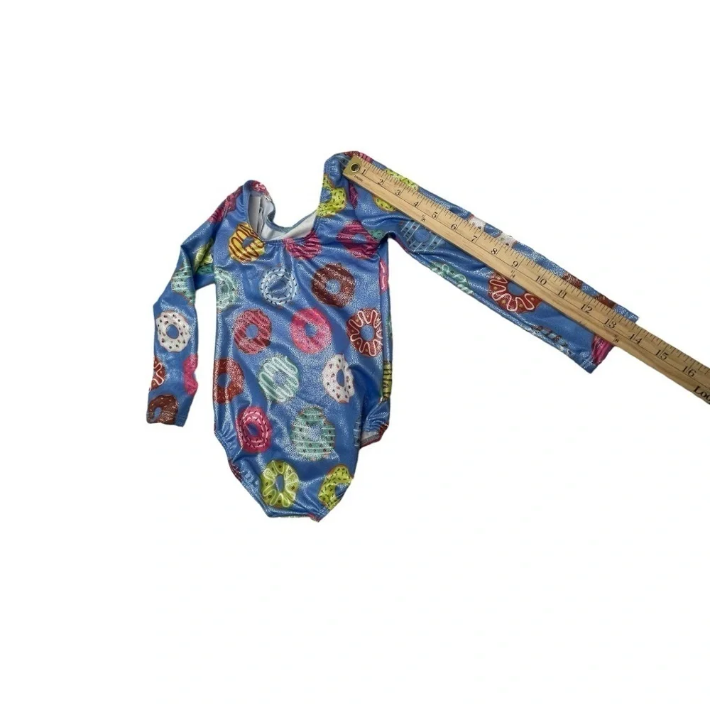 Colorful Donut Print Long Sleeve Gymnastics leotard Girls: S dance outfit